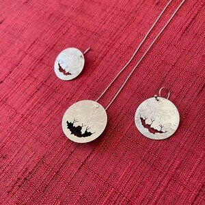 Jessie Senecal Handmade Sterling Sliver "Growth" Locket Necklace and Earrings
